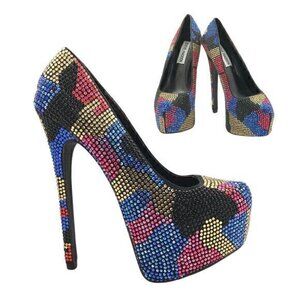 Steve Madden Dyvinal Camouflage Rhinestone Crystal Platform Heels- Size 8